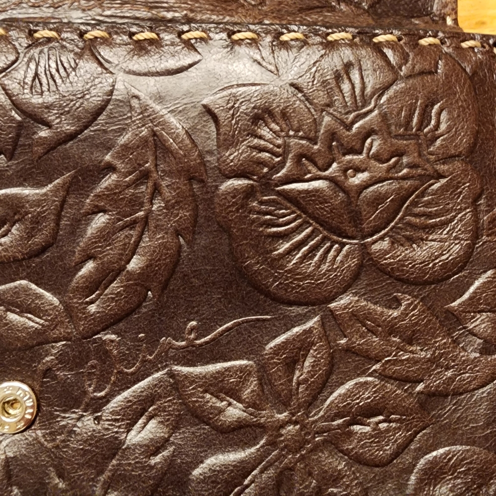 Vintage Celine Brown Floral Embossed Leather Wallet - Picture 15 of 16